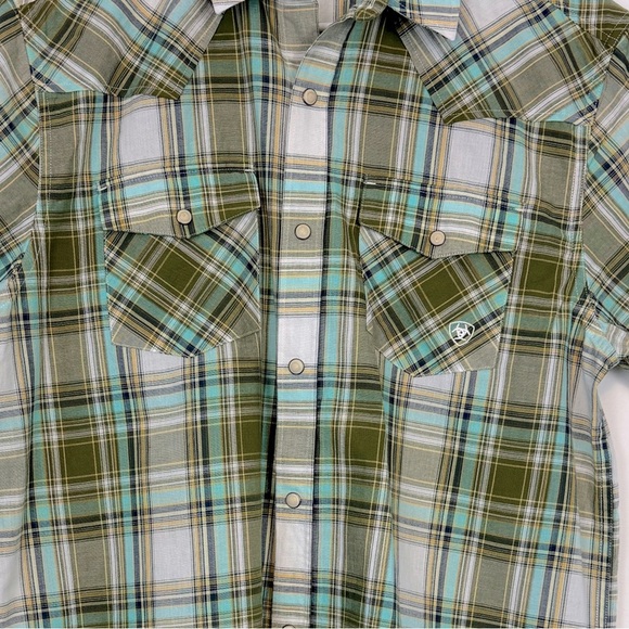 Ariat Atticus Western Shirt Mens Green Plaid Short Sleeve. Size Large. - Picture 4 of 13